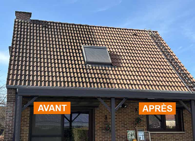 Nettoyage et peinture hydrofuge toiture -  LE ROY DES TOITS artisan couvreur en Belgique : région Flamande, Wallonne et Bruxelles, Liège ….nettoyage, démoussage, traitement anti-mousse toiture. peinture hydrofuge toiture. 